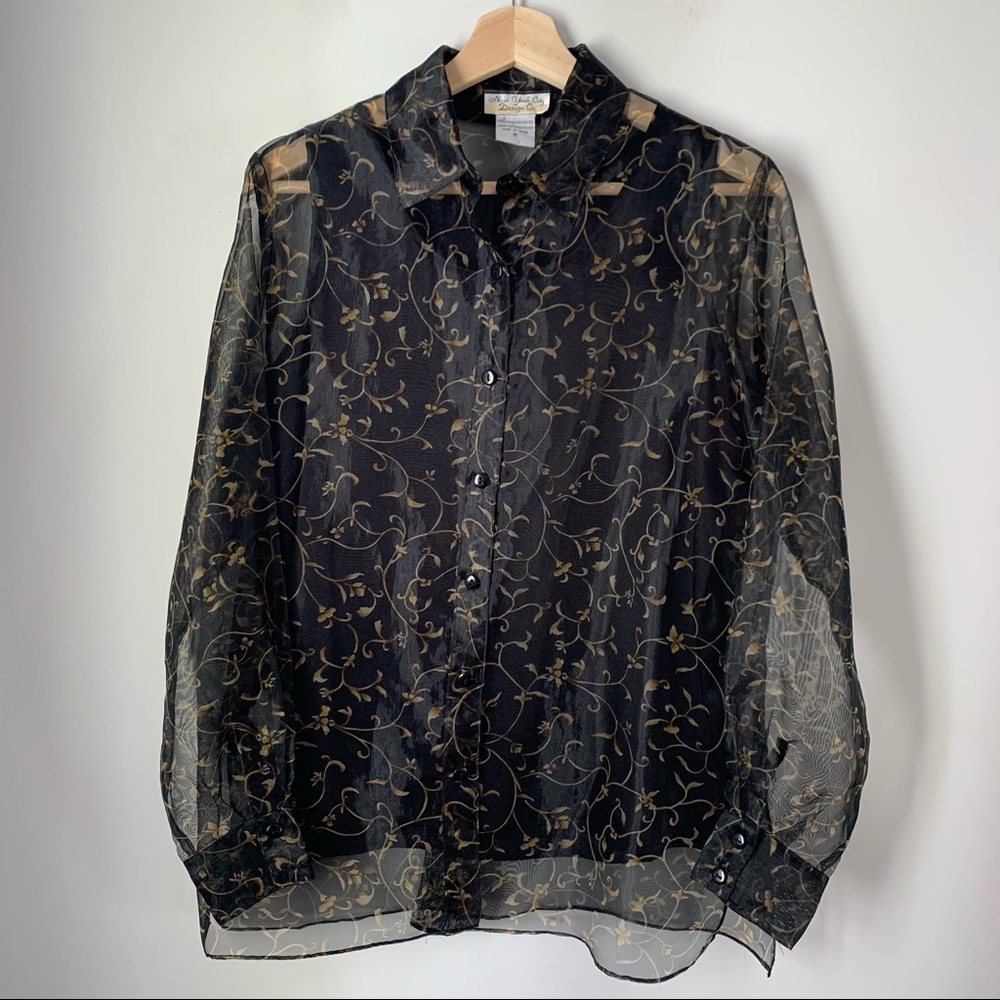 New York City Design Company Sheer Button Down Vintage Women’s Medium